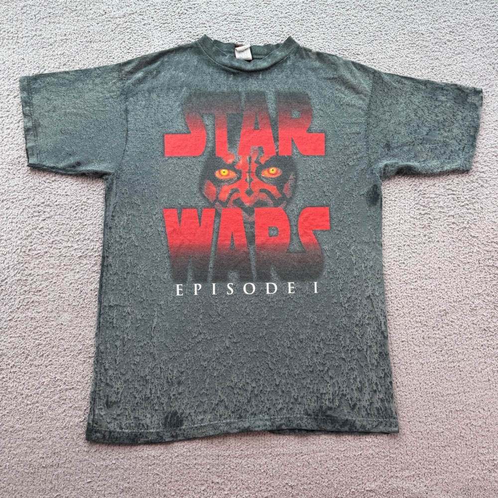 Vintage Star Wars Episode I Darth Maul Acid Wash T-Shirt Mens XL Grey 1999